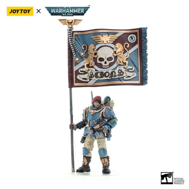 JOYTOY Warhammer Astra Militarum Tempestus Scions Command Squad 55th Kappic Eagles Banner Bearer